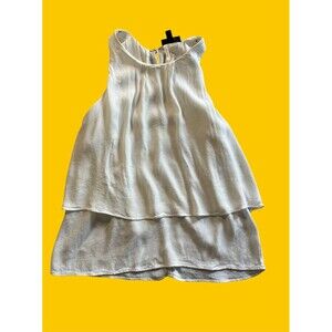 J. Crew Women's Size 6 Cream Tiered Crepe Sleeveless Tank Top Blouse